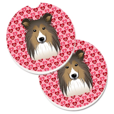 Carolines Treasures Sheltie Hearts Cup Holder Car Coasters - Set of 2 BB5312CARC